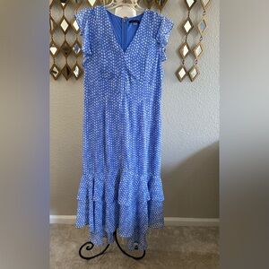 Tommy Hilfiger Blue and White Tiered Ruffle Sundress